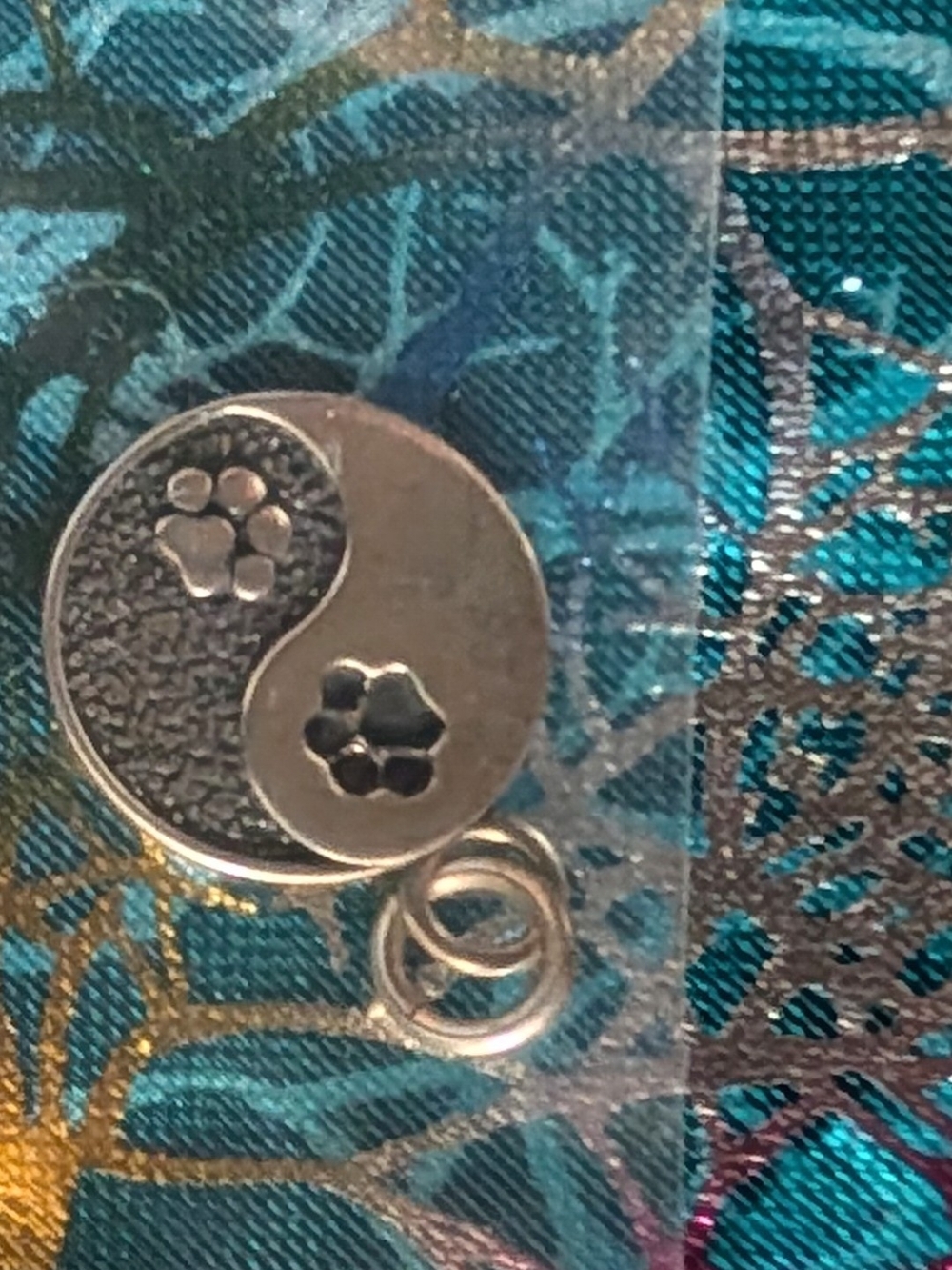 Dazzling paws sterling SILVER pendant, charm, necklace, Yin and Yang pawprint